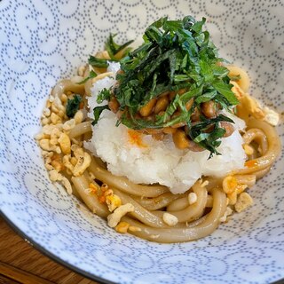 焼肉ダレで簡単！カリカリ納豆おろしうどん